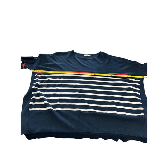 MERSEA Armour Sweater Navy Scarlet Stripes Heart Patch Elbows One Size - Picture 6 of 7